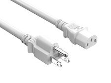 3ft NEMA 5-15P to C13 Universal  AC Power Cord 14AWG  SJT 15A/125V, White picture