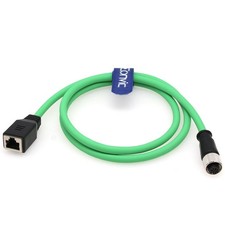 1M M12 4Pin Female DCode to RJ45 Female Cat6 Shielded HighFlex Cable Cord picture