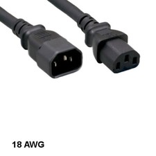 Kentek 3Ft Extension Power Cable IEC320 C13 to C14 18AWG 10A SVT for PC UPS PDU picture