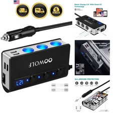 7 in 1 Car Power Splitter USB Charger Fast Charge 180W Cigarette Lighter Adapter picture
