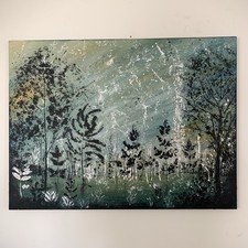 Original Abstract Landscape Trees Forest Canvas Painting 30x40 Contemporary Art picture