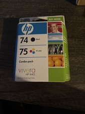 New Sealed HP 74 Black 75 Tri Color Genuine Ink Cartridge Combo Pack10/09 Exp picture