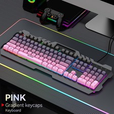 Wired Gaming Keyboard, Rainbow LED Backlit Keyboard with Phone Stand Metal Panel picture