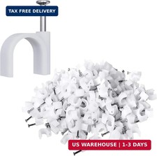 200 Pcs Cable Clips Nail in, Cord Clips Ethernet Cables, 7mm White | Wire Wall C picture