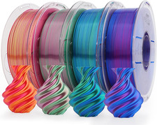 AMOLEN Silk PLA 3D Printer Filament Bundle, Shiny Dual Color PLA Filament picture