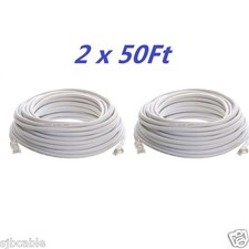 2 x CAT5 50ft FEET White Internet LAN CAT5e Network Cable Cord for PC Router US picture