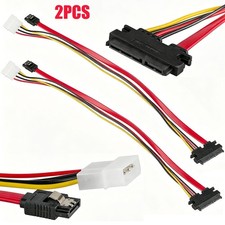 2PACK SATA 7+15 Pin Combo Cable HDD Hard Drive Data 4 Pin Power Supply Adapter picture