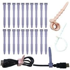 Reusable Silicone Zip Ties Cord Organizer: Silicone Cable Ties Straps for  picture
