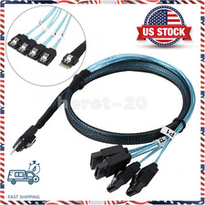 Slim Line SAS4.0 SFF-8654 38pin Host to 4-SATA 7Pin Target HDD Fanout Raid Cable picture