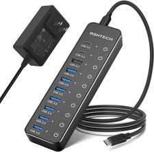 Powered USB Hub,  10-Port USB 3.2/USB C Hub 60W with 10Gbps USB-A 3.2,... picture