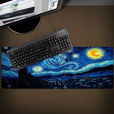 Starry Night Art Mouse Pad Durable Rubber Non-Slip Base Large Desk Mat for Gam picture