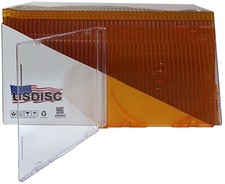 USDISC CD Jewel Cases Slimline 5.2mm, Single 1 Disc (Clear Orange) Lot picture