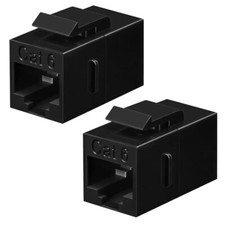 2x RJ45 Cat6 Coupler Inline 8P8C Type Keystone Jack For Wall Plate Panel Black picture