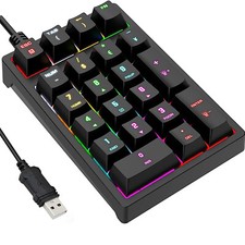 Mechanical RGB LED Backlit Backlight 21 Keys USB Wired Numeric Keypad Numpad picture