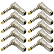 10PCS 1/4 TS Right Angle Mono Phone Plug Gold-plated Connectors for Pure Signal picture