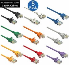 5 Pack CAT6a Slim RJ45 Network LAN Ethernet Copper Wire Color Patch LOT Cable picture