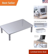 White Ergonomic Monitor Riser with 3 Adjustable Heights - Modern Design picture