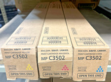 Set of Genuine Ricoh 841736 Yellow + 841737 Magenta + 841738 Cyan Toners picture