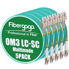 5 PCS OM3 LC To SC Fiber Patch Cable Multimode Duplex 50/125um 2M 7ft Jumper picture