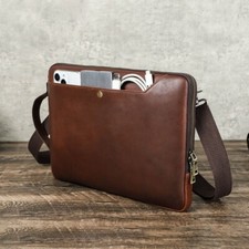 Distressed Genuine Leather Laptop Single Shoulder Case Bag for MacBook Pro 14.2