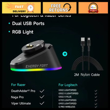 Wireless Gaming Mouse Charger Dock Station with RGB Lights & Dual USB Ports picture