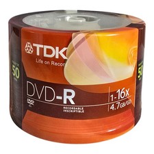 TDK DVD-R (50 Pack) 1-16x 4.7 GB/GO Recordable Discs Spindle - NEW SEALED picture