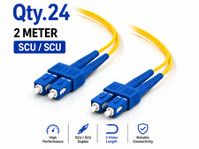 (24) 2 Meter SC/UPC - SC/UPC Duplex Fiber Patch Jumper OS2 SMF Singlemode Cable  picture