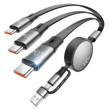 Retractable Charging Cable, 100W USB C Fast Charger Cable 3 in 1 with [30-130Cm] picture