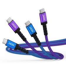 Durable 2-Pack 240W USB C to USB C Fast Charging Cord - 6FT for All Your Devices picture
