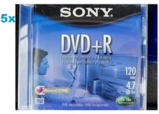 Lot 5x Sony DVD+R 120 Min 4.7GB Recordable Blank Media Discs new open 16x speed picture