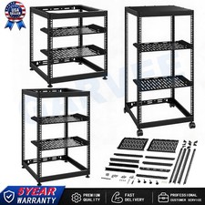 🔥10/15/20U Open Frame Network Server Rack w/Casters Shelves Wall,Mount Floor picture
