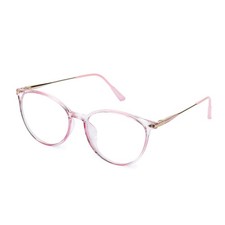 Blue Light Blocking Glasses, Round Frame, Pink, Men and picture