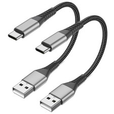 6 inch Short USB C Cable Fast Charging 2 Pack, 0.5ft A to 6 inch, Black  picture