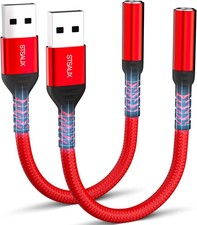 USB to 3.5mm Jack Audio Adapter (2-Pack), External Sound Card Converter，STSAUX U picture