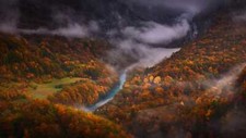 Landscape nature fall river mist aerial Custom Gaming Mat Desk picture