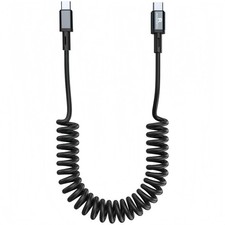 3FT Coiled USB C to C Cable Type C Fast Charging Charger Cord Grey Charger Cable picture