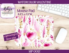 Watercolor Valentine Mouse Pad Pink Heart Art Romantic Aesthetic Desk Decor Gift picture