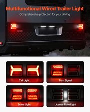 Trailer Lights, 2PCS 12V Square Magnetic LED Trailer Tail Lights Kit with Stop B picture