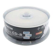 25 Pack CD Disc Inkjet Printable CD-R 700MB 52X Black Bottom Recordable 80min picture