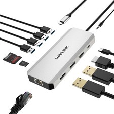Triple Monitor 12-in-1 Laptop Docking Station USB C Hub HDMI Dual DP 85W PD picture