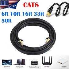 6FT-50FT Cat 8 Ethernet RJ45 Cable 40Gbps Patch LAN Patch Network Gold Plated picture