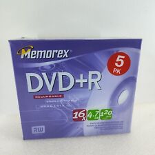 NEW Memorex DVD-R 16x 120 Min 5PK Blank Recordable Discs w/Cases NEW SEALED picture