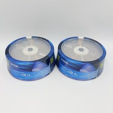 TDK Double Layer DVD+R DL 8.5GB 8X Blank Discs 25 Pack New Sealed Lot of 2 picture