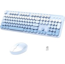 Wireless Keyboard and Mouse Combo, Full Size 2.4G Plug and Play Typewriter Retro picture