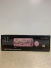 PERIDUO-713 2.4GHz Wireless Typewriter Mini Keyboard Mouse Set, Round keys, Pink picture