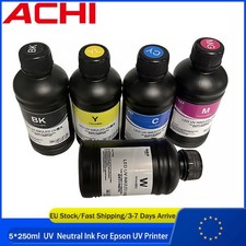[EU] 5x250ml CMYKW Neutral UV Ink For A3/A4/A5 UV Printer Epson R1390 L800 picture