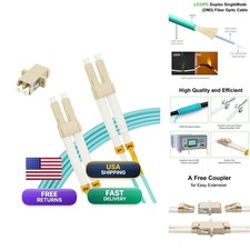 LUWWZLX 50M LC to LC OM3 50/125µm Fiber Optic Cable 10G/40G LSZH with LC Coupler picture