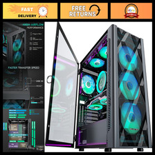RGB Gaming PC Case with 6 PWM Fans, Tempered Glass Side Panel, USB 3.0, Mid-Towe picture
