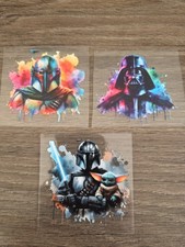 Star Wars 3pc Raised UV DTF color Sticker Decals Varnish Seal picture
