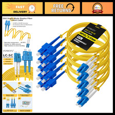 5 Pack 3m/10ft Singlemode LC to SC Duplex Fiber Patch Cable - High-Speed Connect picture